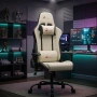 Ергономичен бял геймърски стол с поставка за крака, регулируема височина и 3D подлакътници, снимка 8