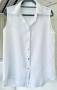 Стилна италианска ленена риза без ръкави в класическо бяло, снимка 4