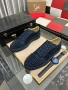 Christian Louboutin Louis Junior Spikes – Тъмносин Велур | Premium Luxury Edition | Размери 38-44, снимка 3