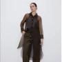 Ефирна прозрачна шоколадова кафява  риза Zara zara , снимка 2