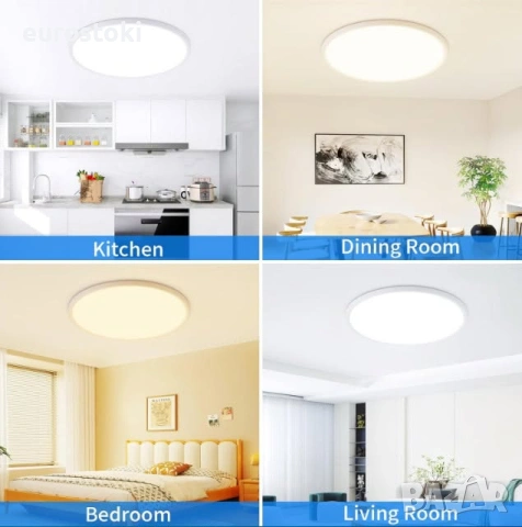 MOONSEA LED таванна лампа 49 см, 46 W, LED плафон, кръгла, ултра тънка, с избор на температура , снимка 4 - Лед осветление - 54879616