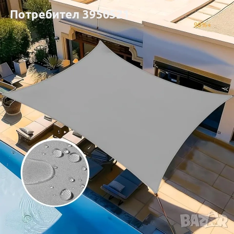 Водоустойчива UV тента за плътна сянка, Големи размери, сенник за градина тераса заведение басейн