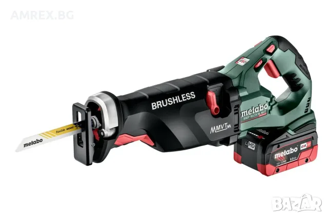 Акумулаторен саблен трион Metabo 18V – Brushless, 2×8.0 Ah LiHD, куфар