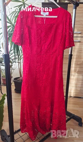 Червена дантелена рокля Vero Moda S, снимка 3 - Рокли - 55569861