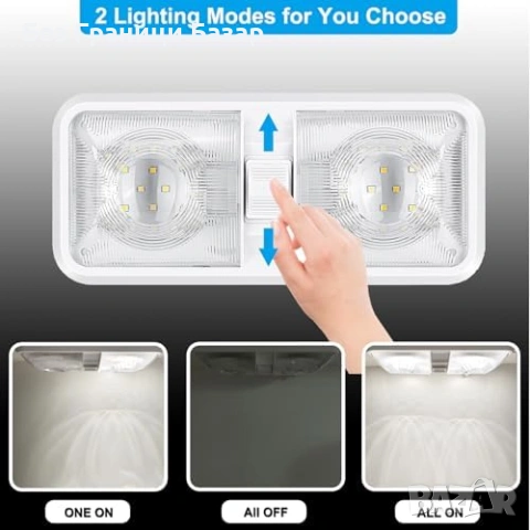 Нови 5 броя 12V LED плафони за каравана кемпер лодка 600LM 8W естествена бяла светлина, снимка 2 - Лед осветление - 54923551