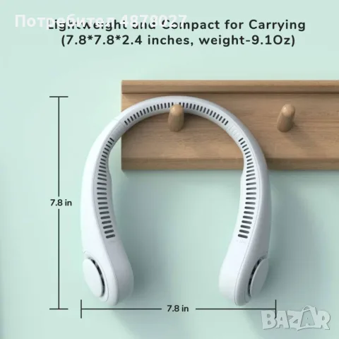 Преносим вентилатор за врата, вентилатор без лопатки Hands Free, 4000 mAh "Бял,  Розов  ,Зелен ", снимка 7 - Вентилатори - 55545286