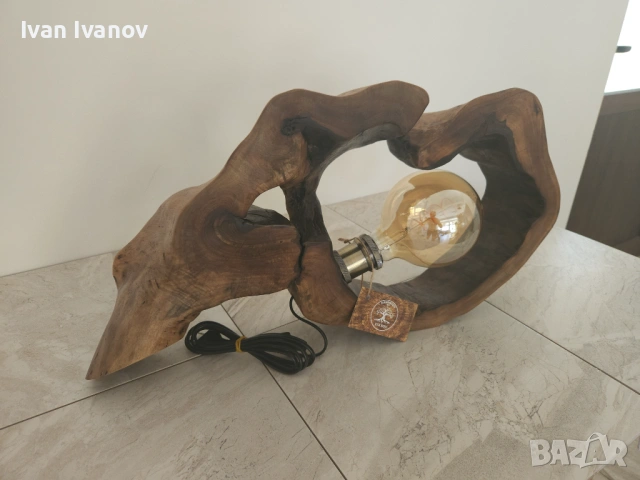 Уникална ръчно изработена лампа от дърво, снимка 8 - Декорация за дома - 54863582