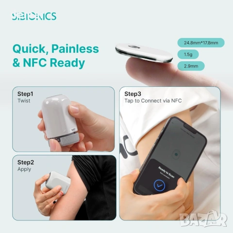 SIBIONICS GS3 система за мониторинг на глюкоза (CGM) + Sensor-Applicator Combo, снимка 3 - Други - 54924099