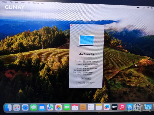 MacBook Air 2015 13 инча, i7, 8GB RAM, 240GB SSD, 84.2% (9 Часа) Батерия Apple Лаптоп Топ Състояние, снимка 12 - Лаптопи за работа - 55126989