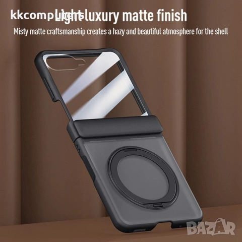 За Samsung Galaxy Z Flip8 Магнитен PC TPU Калъф със Стойка 360°, Матов Гръб и Скрийн Протектор от За, снимка 6 - Калъфи, кейсове - 55198497