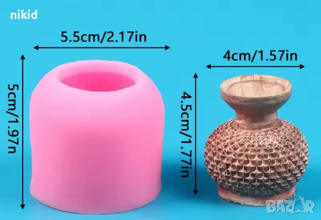 3D релефна тумбеста ваза цилиндър силиконов молд форма за декорация торта фондан шоколад гипс, снимка 5 - Форми - 28158867