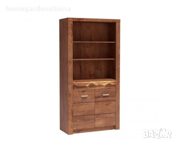 Етажерка INDIANAPOLIS I-5 – Светла пепел | 96x42x192 см | Метални дръжки