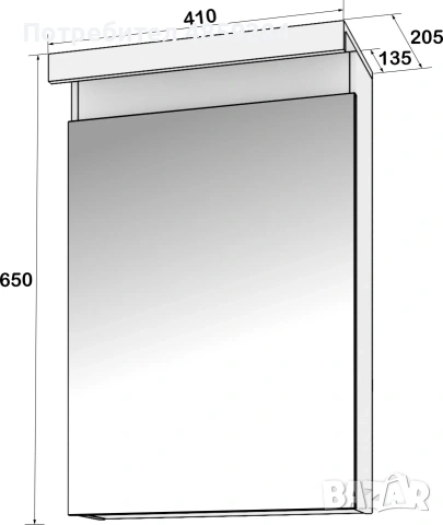 Горен шкаф за баня Карина 45, снимка 2 - Шкафове - 55013911
