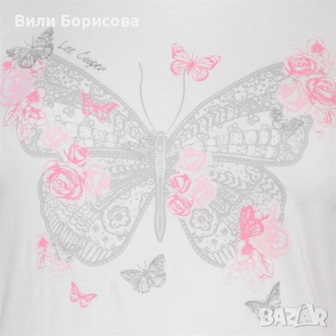 Дамска тениска Lee Cooper Diamond T Shirt е с къси ръкави и деколте по врата за класически вид., снимка 2 - Тениски - 54485733
