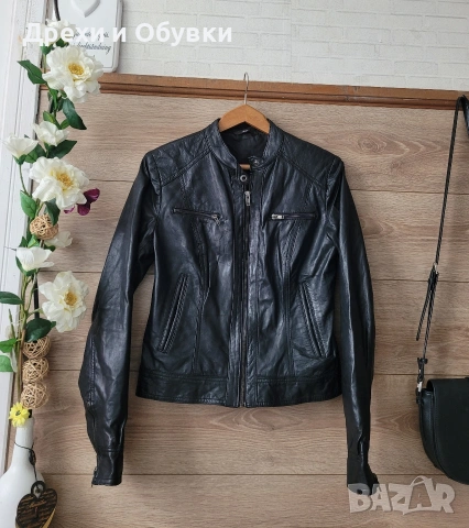 Черно яке естествена кожа HEMA , снимка 2 - Якета - 54318002
