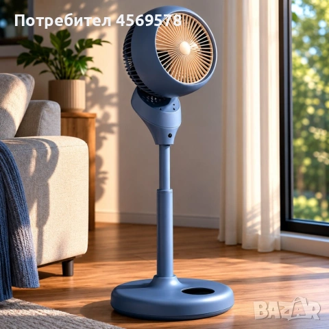 Смарт вентилатор с водна мъгла, 360° циркулация на въздуха и LED дисплей – 35W 