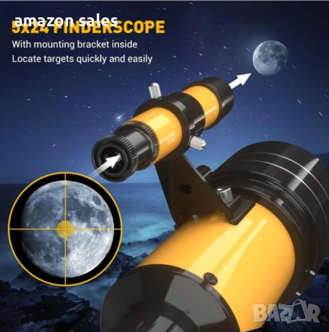 70 мм телескоп,апертура 400мм(20X-200X),астрономически,статив,адаптер телефон,дистанционно нов, снимка 8 - Обективи и филтри - 54237574