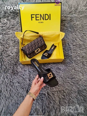 Fendi Нови Стилни Дамски Чехли Различни Цветове , снимка 4 - Чехли - 55125667