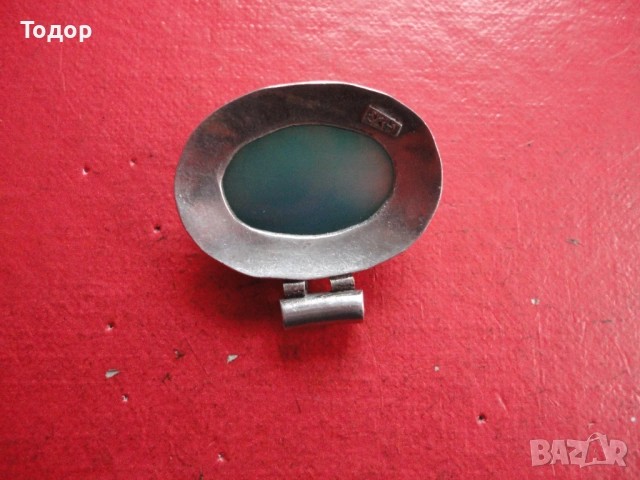 Сребърно  колие медальон с нефрит 925, снимка 4 - Колиета, медальони, синджири - 54080848