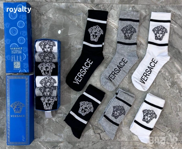 Versace Нови Мъжки Чорапи 6 бр. Кутия Версаче