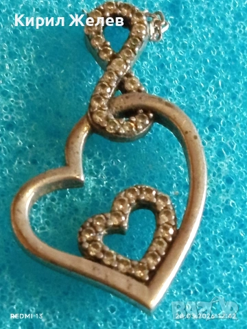 Сребърна висулка във формата на сърце ❤️ с символ безкрайност и цирконий нежно бижу 52927, снимка 5 - Колиета, медальони, синджири - 54005259