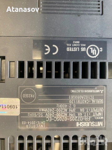 Честотен регулатор(инвертор) Mitsubishi 1,5кw/220V, снимка 4 - Други машини и части - 54471970