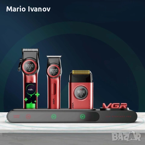 Професионален комплект за подстригване VGR 3-в-1 – 21 Скорости, керамични DLC остриета и зарядна ста, снимка 3 - Машинки за подстригване - 55021694