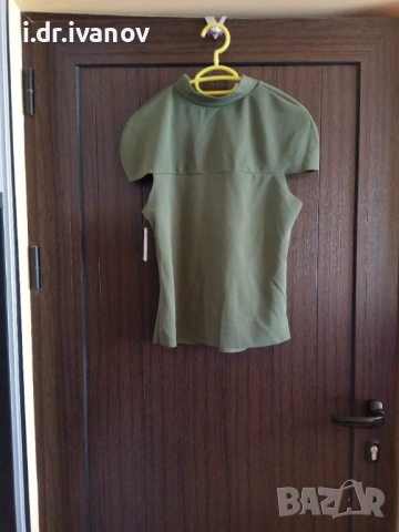 нова зелена еластична блуза с изрязани части, снимка 5 - Тениски - 54179258