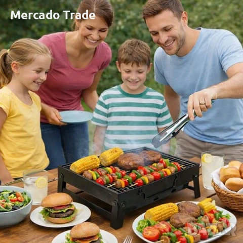 Настолна преносима сгъваема скара за къмпинг Mercado Trade, Черен, снимка 4 - Къмпинг мебели - 55011771