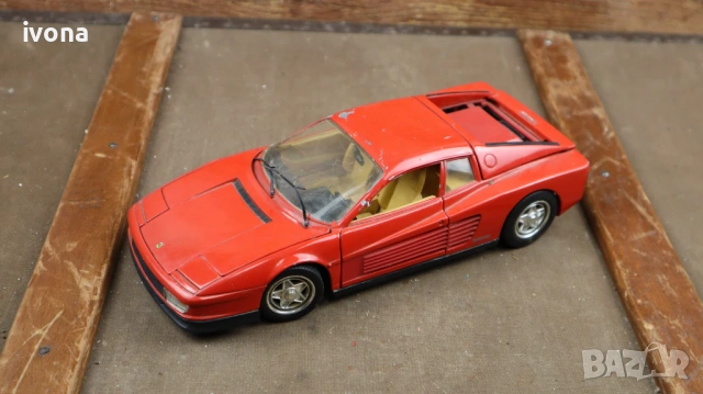 Голяма червена кола Ferrari Testarossa Hotwheels 1:18, снимка 5 - Колекции - 54564288
