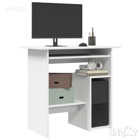 vidaXL Бюро, бяло, 80x45x74 см, инженерно дърво(SKU:801364), снимка 2 - Бюра - 54946670