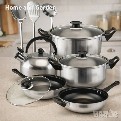 Комплект тенджери и аксесоари от 11 части - издръжливи и устойчиви, снимка 3 - Съдове за готвене - 54027058