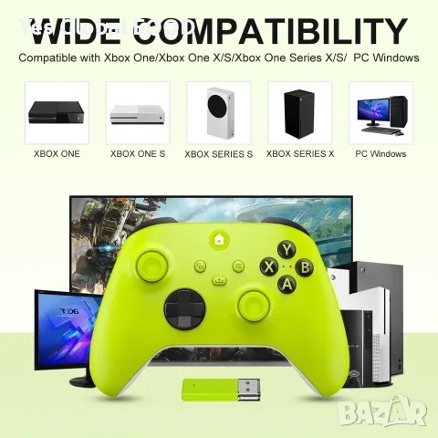 Безжичен Xbox контролер 2.4 GHz – жълт, снимка 2 - Аксесоари - 55662681