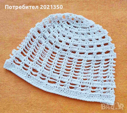 Ръчно плетена памучна шапка, снимка 2 - Шапки - 54394704