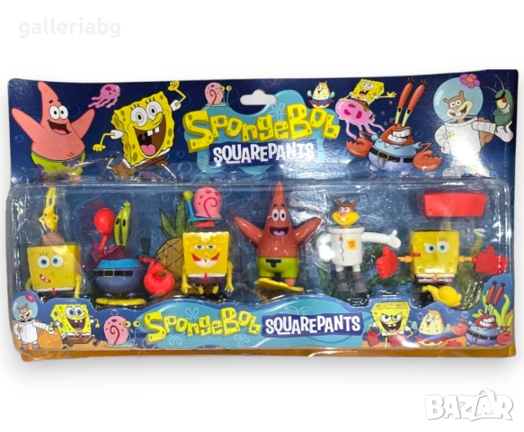 Комплект фигурки SpongeBob SquarePants 6 броя – Спондж Боб, Патрик, Санди и Мистър Крабс