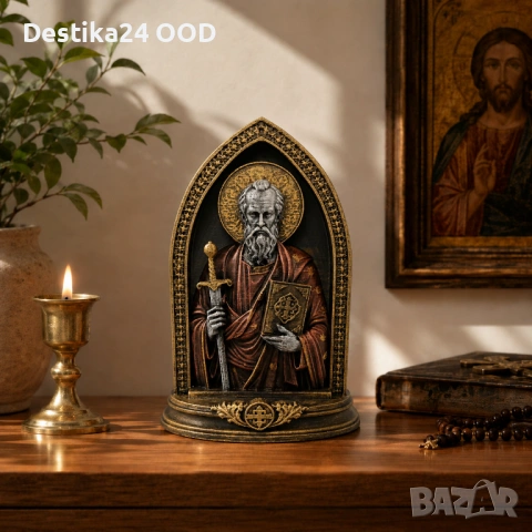Православна икона Апостол Павел – ръчно оцветена, снимка 5 - Антикварни и старинни предмети - 54657811