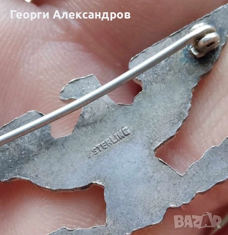 Значка СРЕБЪРЕН БОЕН ОРЕЛ на US Полковник от 2-та Световна Война СРЕБРО 925, снимка 4 - Колекции - 54530700