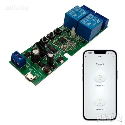 WiFi реле модул с 2 канала 5V-24V Tuya Smart Life | Гласов контрол Alexa, Google Home 10313, снимка 16 - Нумизматика и бонистика - 54663394