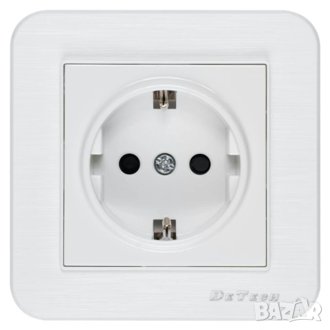 Единичен електрически контакт DeTech DE-9223-42 с рамка, Шуко, 16A, 250V, за вграждане, IP20, бял