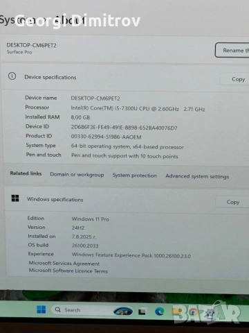 Microsoft Surface Pro 5 i5-7300U/8RAM/256SSD/Intel HD Graphics 620/QHD Touch, снимка 3 - Лаптопи за работа - 54984437