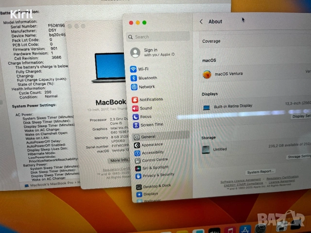 MacBook Pro "Core i5" 2.3 13-Inch A1708,(Mid-2017 Retina Display, 256GB SSD,8GB RAM Two Thunderbolt , снимка 8 - Лаптопи за работа - 54653478