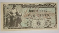UNC. Военна банкнота от САЩ 5 Цента 1951 година. , снимка 3