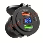 USB Зарядно За Вграждане QC 3.0 + PD30W + Волтметър 12/24V Автомобил Мотор Камион Лодка Каравана АТВ, снимка 5