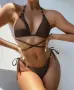 Нов кафяв бански от две части, размер S/M, снимка 2