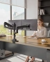 monTEK двойно рамо за монитори 17"–57" до 27 кг – VESA 75/100, газови пружини, снимка 8