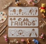 3 бр Friends Мечо Пух и Мики Маус стенсил шаблон спрей за торта украса сладки Scrapbooking, снимка 1