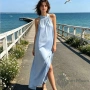 Дълга лятна рокля от сатен „Seaside Grace“ в 2 цвята, снимка 2