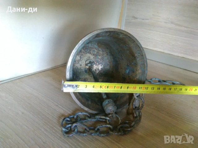 Антикварна голяма масивна месингова камбана със синджири , снимка 7 - Антикварни и старинни предмети - 54591159