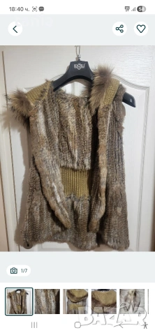 Елек от заек и яка от лисица, снимка 4 - Елеци - 54333142