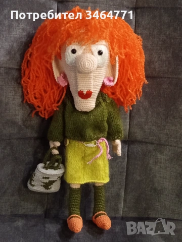 Плетена кукла Crazy Ginger, плетена кукла crazy леля с оранжева коса, забавна кукла за подарък, снимка 3 - Статуетки - 54720559